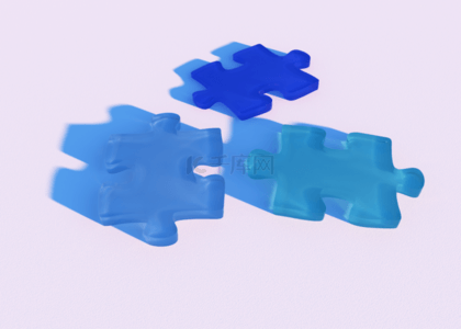 世界自闭症日免费背景图片_蓝色玻璃3d拼图背景