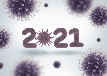 紫色新冠病毒疫情2021