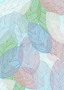 彩色植物树叶背景图片_半透明彩色水彩树叶艺术背景