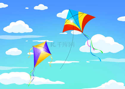 蔚蓝的天空风筝飞行背景