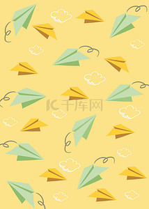 黄色可爱背景背景图片_黄色纸飞机背景