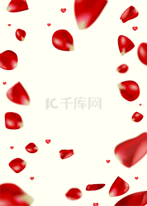 红色玫瑰花瓣背景背景图片_淡黄色浪漫红色玫瑰花瓣背景