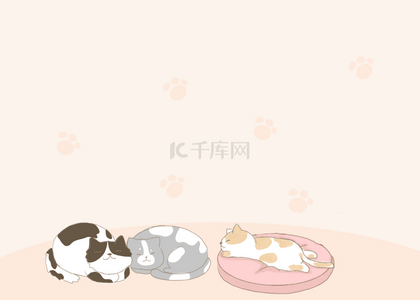 卡通猫咪萌宠背景图片_可爱猫咪睡觉
