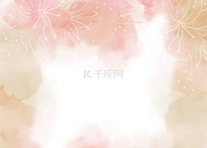 水彩荷花从背景图片_玫瑰金色婚礼水彩花卉背景