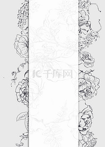 黑白婚礼花纹花卉简约边框背景