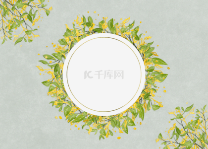 碎花绿叶背景背景图片_金色花卉花的边框背景