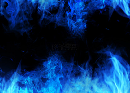抽象蓝色边框背景图片_蓝色抽象火焰边框背景
