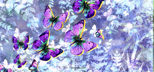 花朵叶子蝴蝶华丽紫色背景纹理