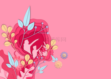 粉色母亲节花卉剪影背景