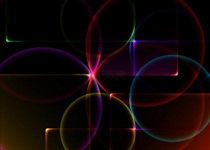 彩色圆环图案光效线条抽象背景