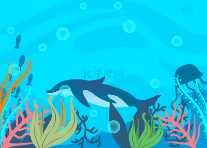 保护动物动物背景图片_世界海洋日创意海洋生物色彩背景
