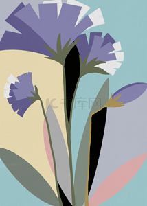 组合抽象几何植物花卉背景
