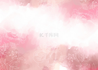 粉色浮雕花纹婚礼水彩花卉背景