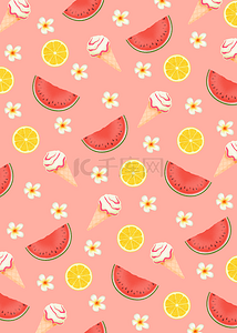 西瓜柠檬夏季水果插图