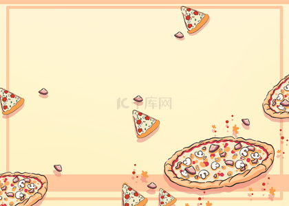 披萨汽水简笔素材背景图片_披萨美食吃货福利卡通简约背景