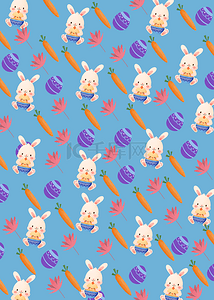 小兔子萝卜背景图片_墨蓝色小兔子复活节背景