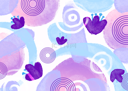 水彩抽象花背景图片_紫色调水彩抽象背景