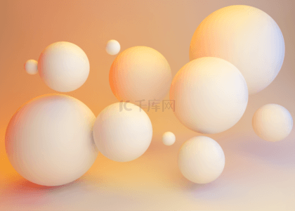 白色3d立体球橙色背景