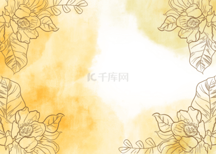 典雅花卉背景图片_典雅的金色水墨花卉背景图案