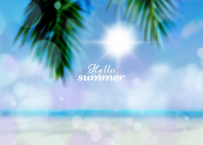 棕榈树海滩夏季闪光梦幻背景