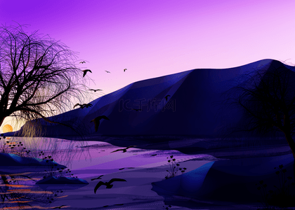 湖畔世界候鸟日剪影背景