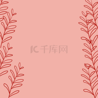 纯色红色背景背景图片_植物线条干净背景