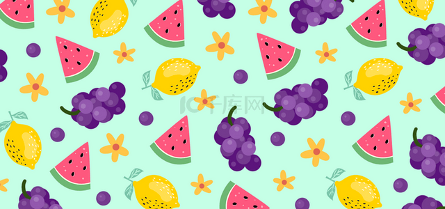 夏季葡萄西瓜水果平铺葡萄背景