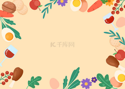 绿色菜叶背景图片_淡橙色食物平铺背景