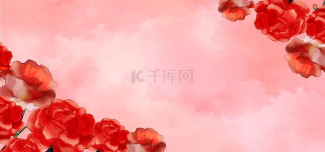 质感花卉背景图片_水彩晕染红色质感花卉背景