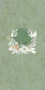 白色花朵绿色背景手机壁纸纹理