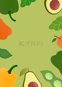 绿色蔬菜水果背景图片_绿色质感创意蔬菜水果背景