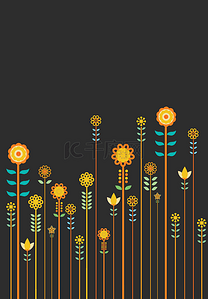 卡通小花背景图片_可爱花卉植物背景黄色小花