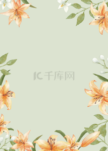 浅绿色简单花卉边框创意背景