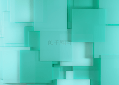 绿色亚克力方块3d背景渲染图