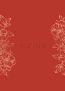 红色质感花朵背景背景图片_红色质感高端花卉线条背景