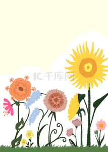 橙色云朵背景图片_夏季抽象花卉向日葵背景