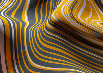 黄灰色3d立体抽象波浪线条背景