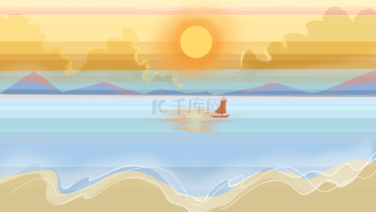 沙滩背景图片_阳光海滩帆船zoom虚拟背景