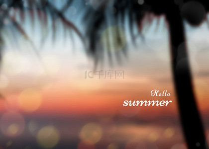 的光效背景图片_椰子树模糊夏季闪光梦幻背景