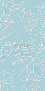 背景线稿背景图片_蓝色莫兰迪植物线稿手机壁纸