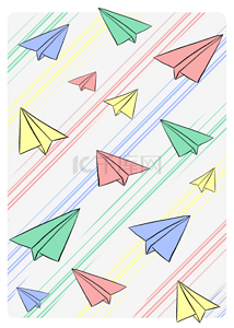 卡通彩色纸飞机背景图片_可爱彩色纸飞机无缝隙背景