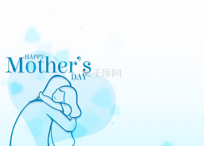母亲蓝色背景图片_蓝色拥抱母亲和女儿的插图抽象线母亲节光效背景
