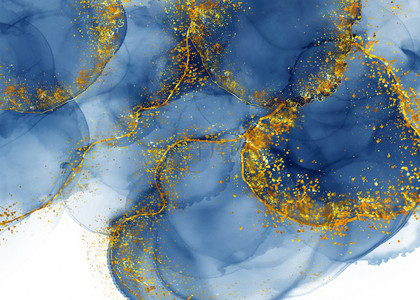 彩金背景图片_深蓝色水彩金粉金色金箔洒金