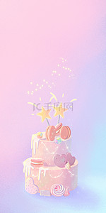 粉红童话蛋糕多彩梦幻手机壁纸背景