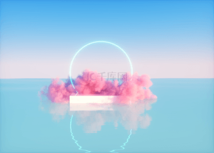 敢背景图片_清澈敢光效3d渲染云朵展台