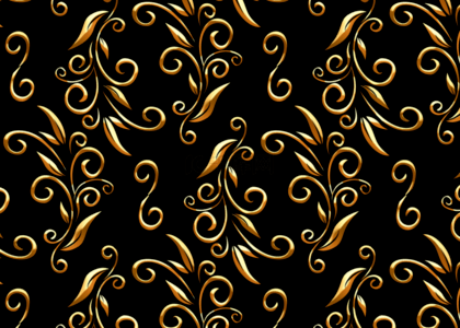 金色线条黑色欧式印花无缝隙背景