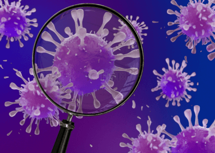 型冠状病毒背景图片_紫色渐变新型冠状病毒放大背景