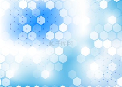 蜂窝网格背景图片_蓝白点线蜂窝网格商务背景