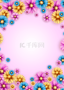 质感彩色花卉母亲节粉色家庭背景