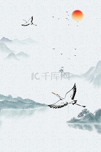 二十日节气仙鹤灰色中国风白露